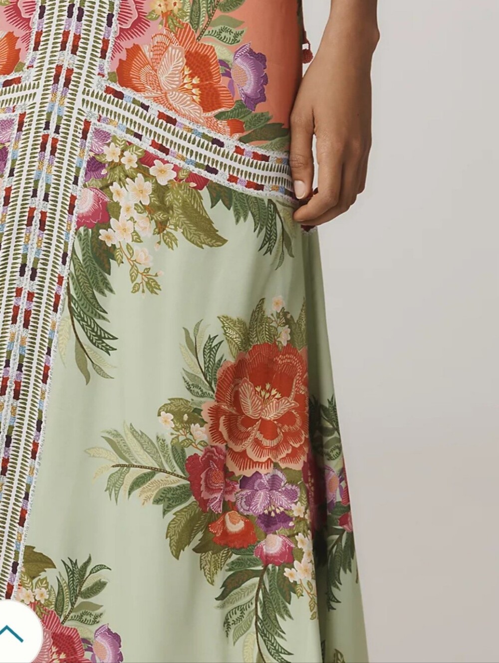 FARM Rio Two-Tone Floral V-Neck Long Sleeve Dress in Blue and Orange - Picture 11 of 12